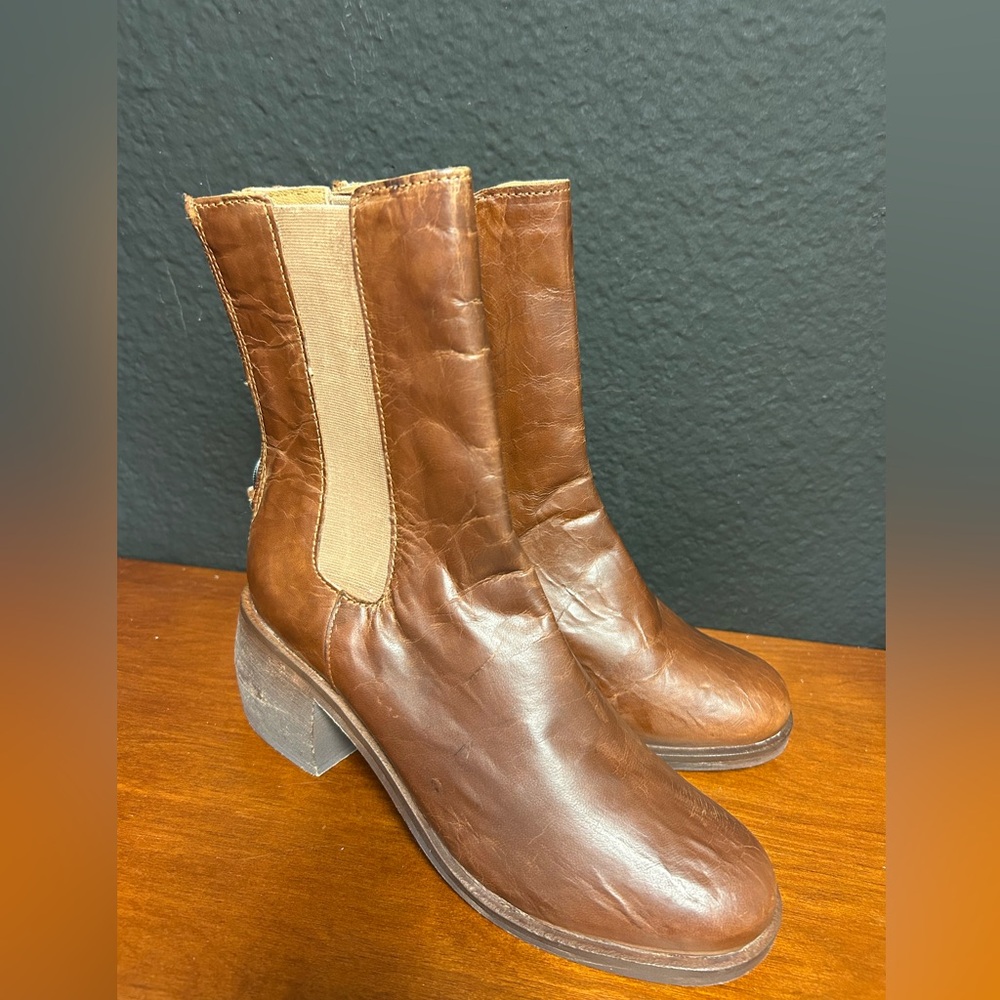 Matisse Vintage Brown Distressed Leather Ankle Boots Pull On Chelsea 6M‎ New
